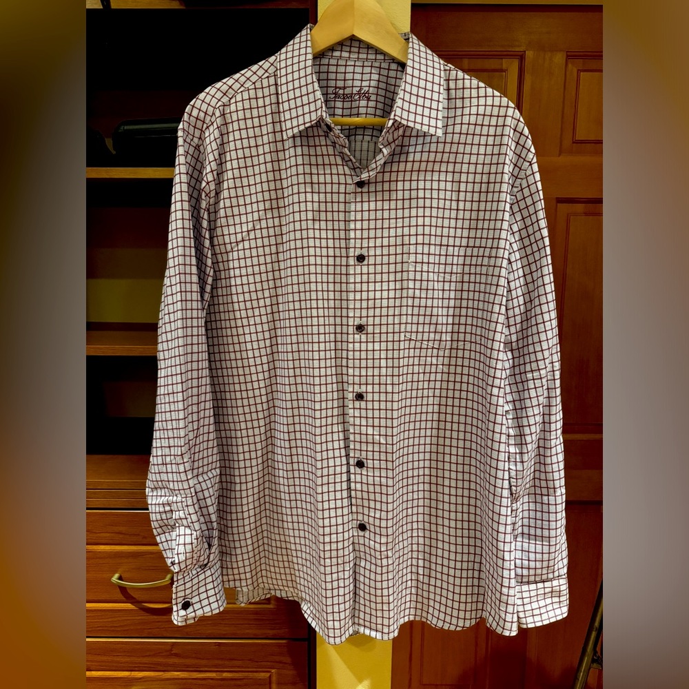 Tasso Elba XL dress shirt light blue and red